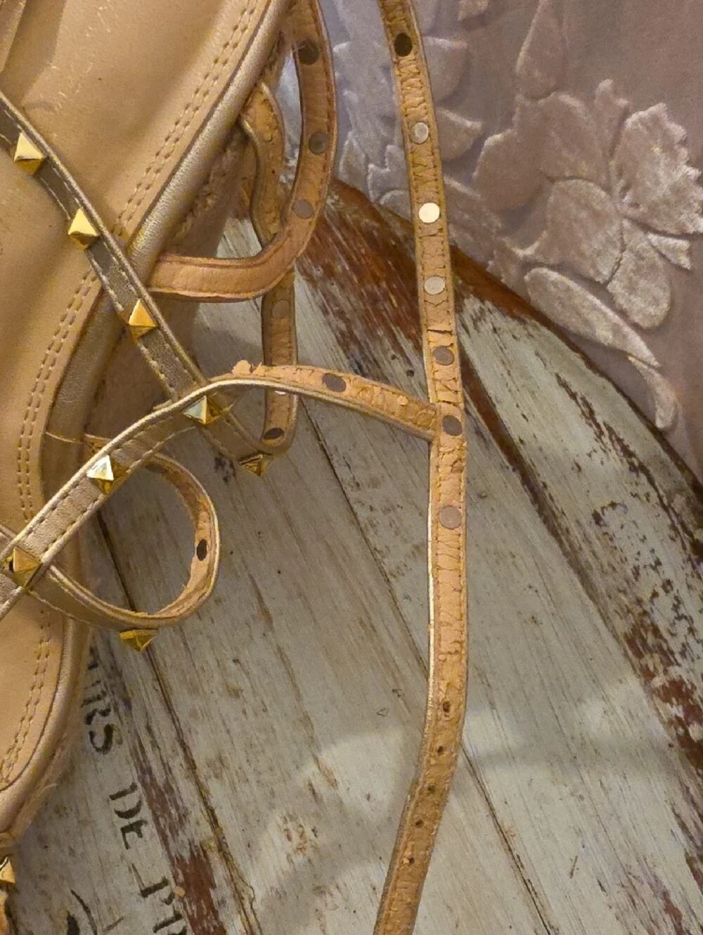 Gold Studded Espadrille Wedge Sandals - Women